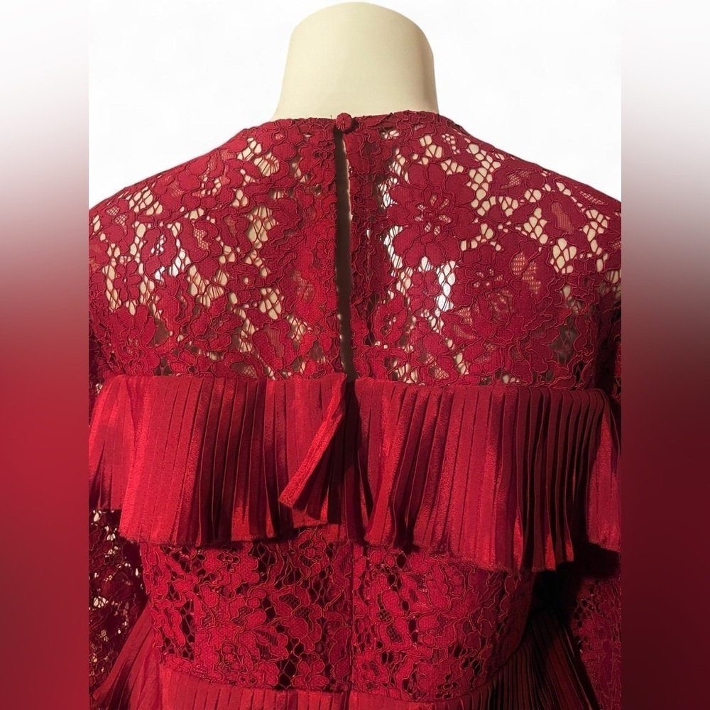 J. Crew Red Lace Ruffle Blouse - Picture 3 of 6